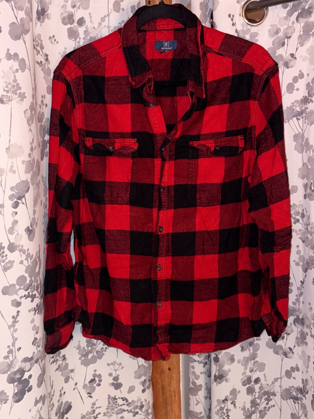 George Red and Black Plaid Flannel Shirt